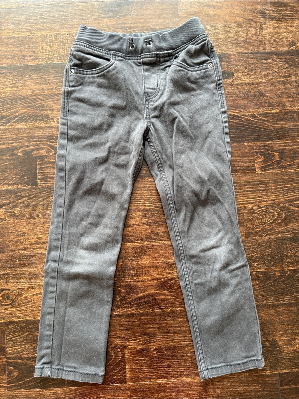 Hanna Andersson Slim Fit Twill Pull-On Pants - Gray sz 6-7